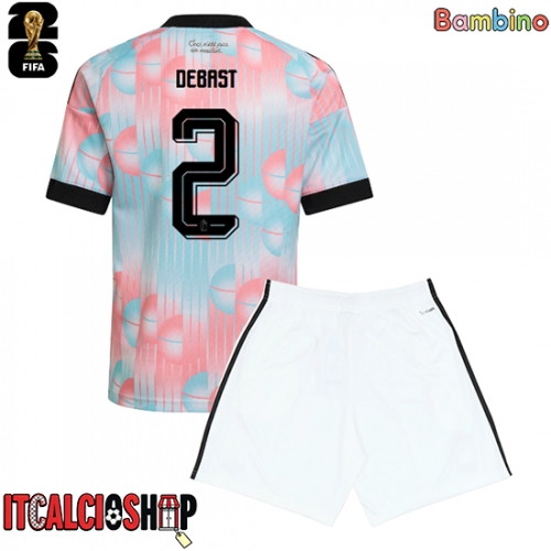 Belgio Zeno Debast #2 Seconda Maglia Bambino Mondiali 2026 Manica Corta (+ Pantaloni corti)